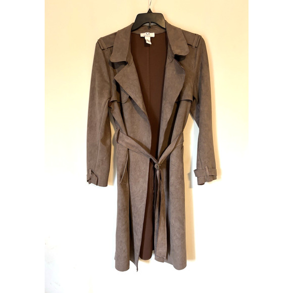 Magashoni Jacket Coat XL Beige Long Buttons Belt Pockets - Picture 1 of 11